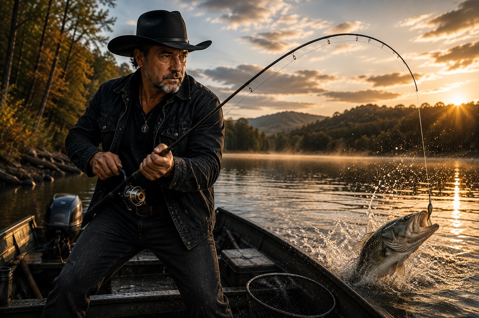 Fishing action on the river